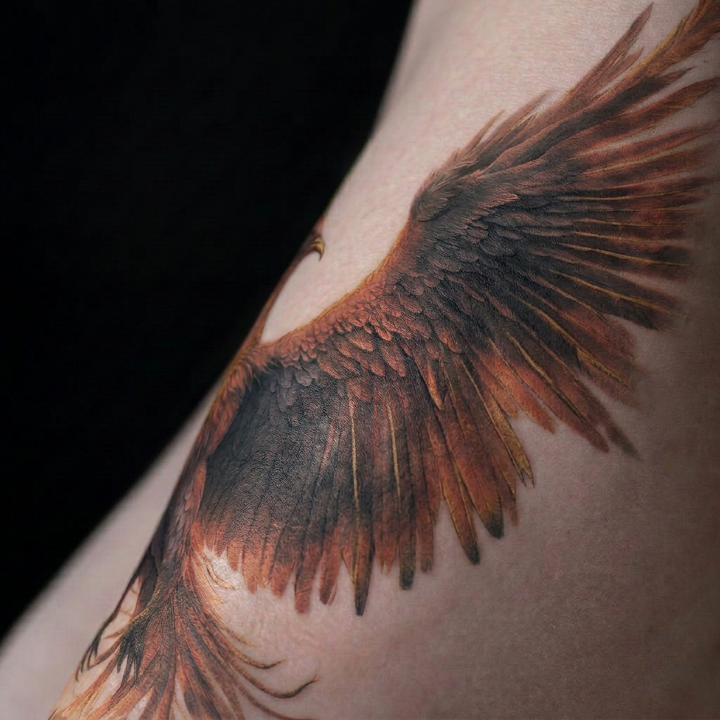 The Custom Phoenix applied small on an inner forearm